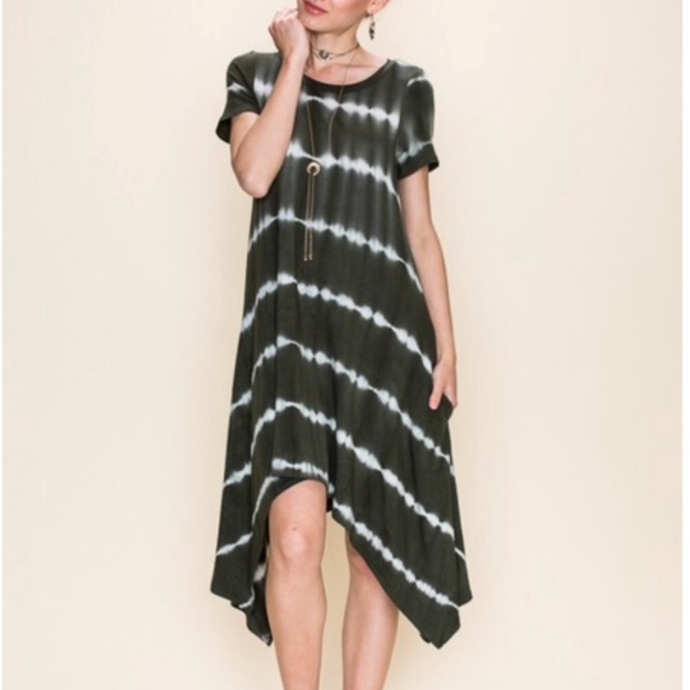 ‼️LAST Olive Tie Dye Pocket Dress